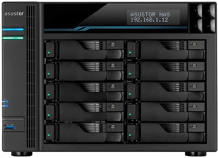 Asustor Lockerstor 10 Pro AS7110T 10 Bay NAS - Netzwerkspeicher Gehäuse, Quad Core 3.4GHz CPU, 8GB R