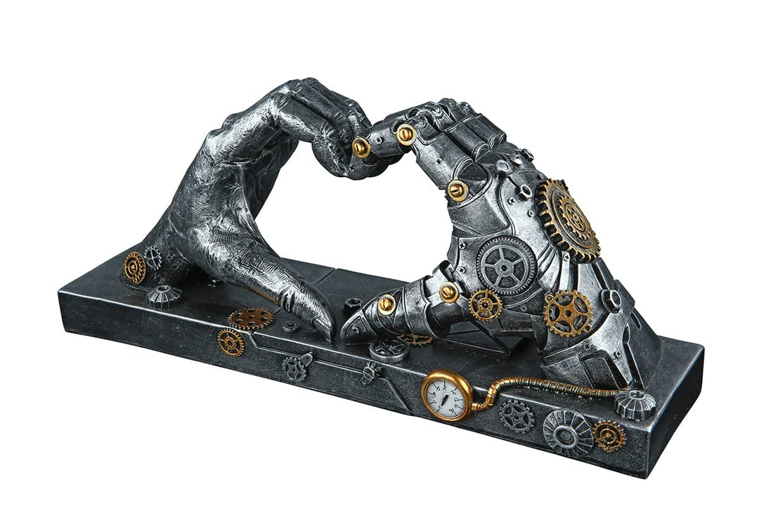 Casablanca Skulptur Love Steampunk Hand Herz silberfarben antikfinish mit kupferfarbenen Elementen,