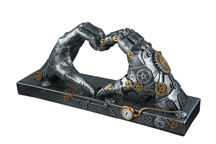 Casablanca Skulptur Love Steampunk Hand Herz silberfarben antikfinish mit kupferfarbenen Elementen,