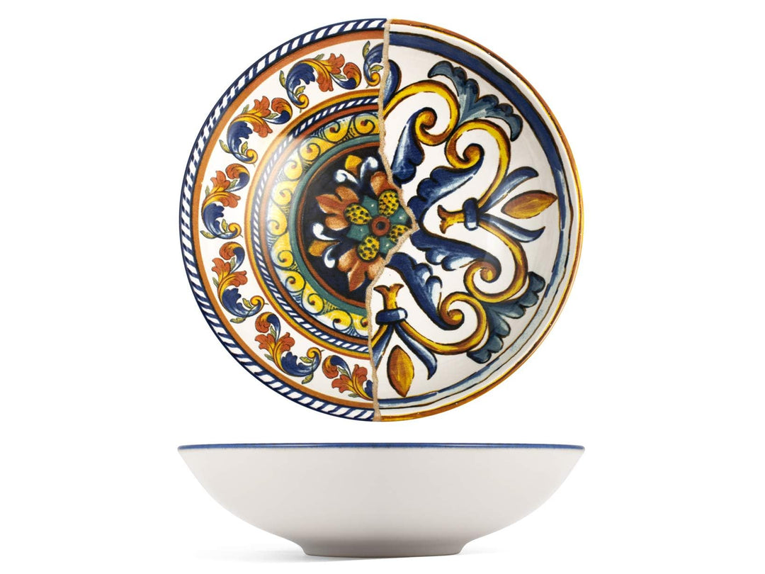 H&h set 6 piatti fondi positano in stoneware decorato cm 20