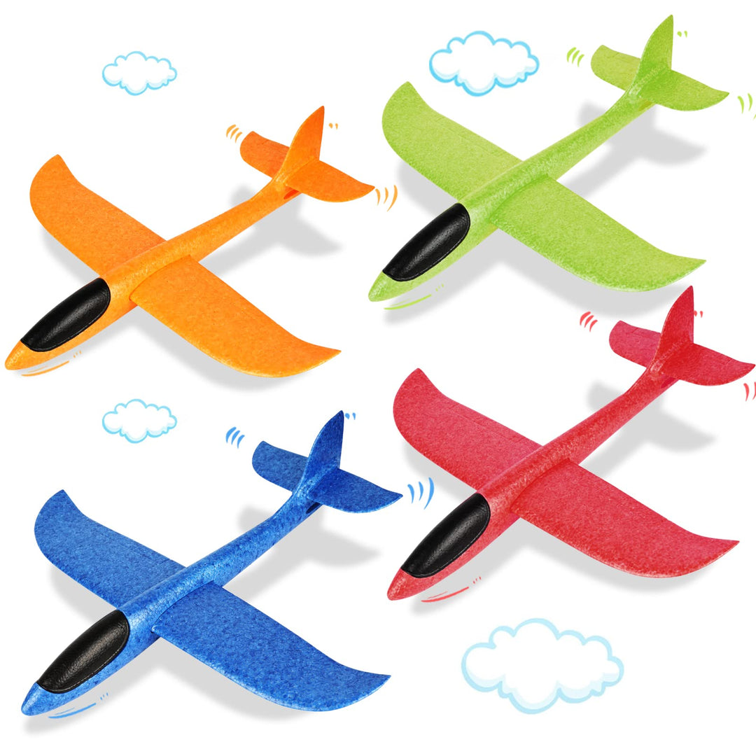 VCOSTORE Styroporflieger Wurfgleiter Kinder - 4 Stück Flugzeug Spielzeug Styropor Segelflieger Gross