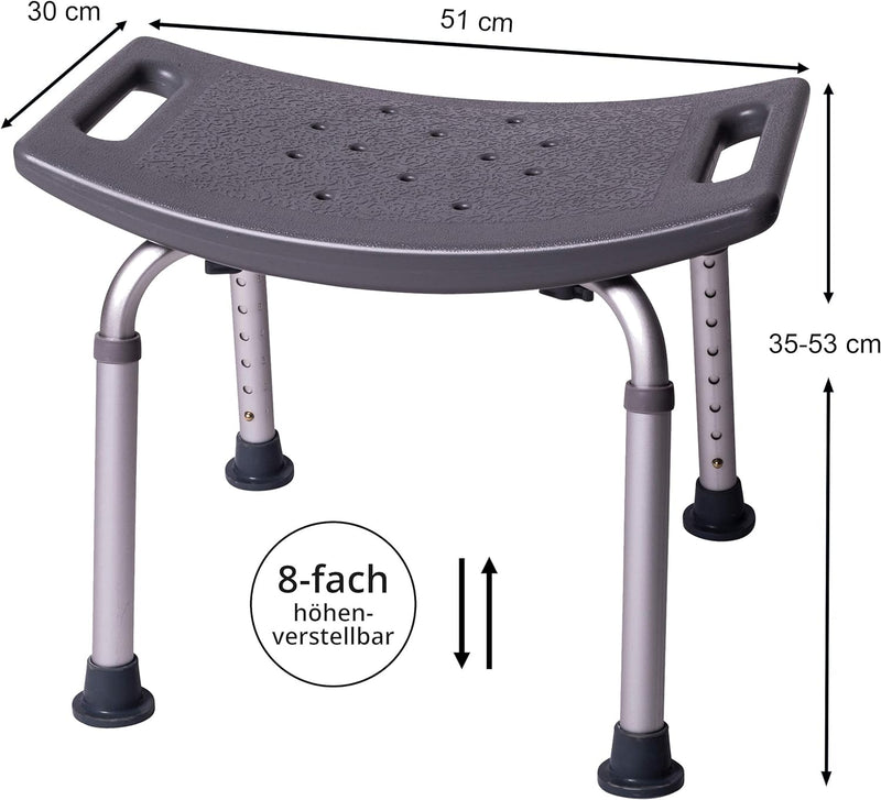 ONVAYA Badhocker 150kg grau| Duschhocker | Duschsitz | Duschstuhl Badhocker grau 150