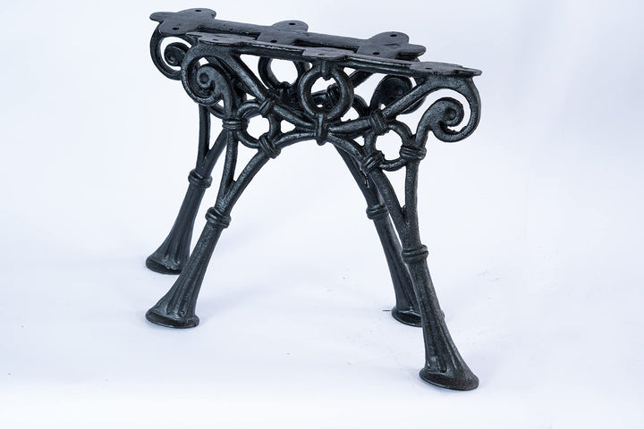 SEZAM Bankfüsse aus Gusseisen Schwarz x 2 Stück, ohne Rückenlehne - 46 x 37,5 x 39 cm, für 3 Holzban