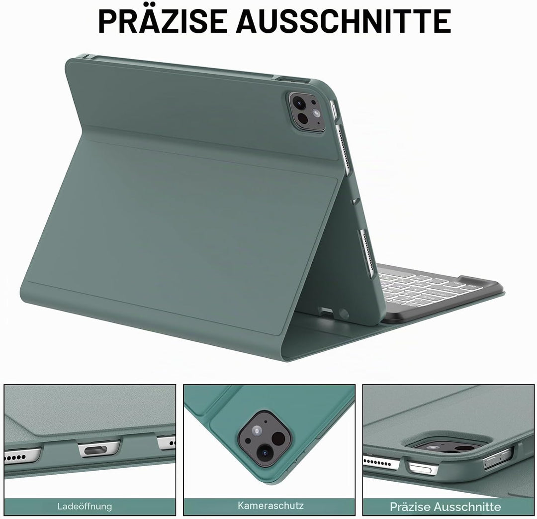 IVEOPPE Hülle mit Tastatur für iPad pro 13" 2024 (M4), Magnetisch Bluetooth QWERTZ Tastatur für iPad