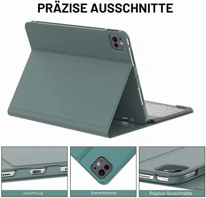 IVEOPPE Hülle mit Tastatur für iPad pro 13" 2024 (M4), Magnetisch Bluetooth QWERTZ Tastatur für iPad