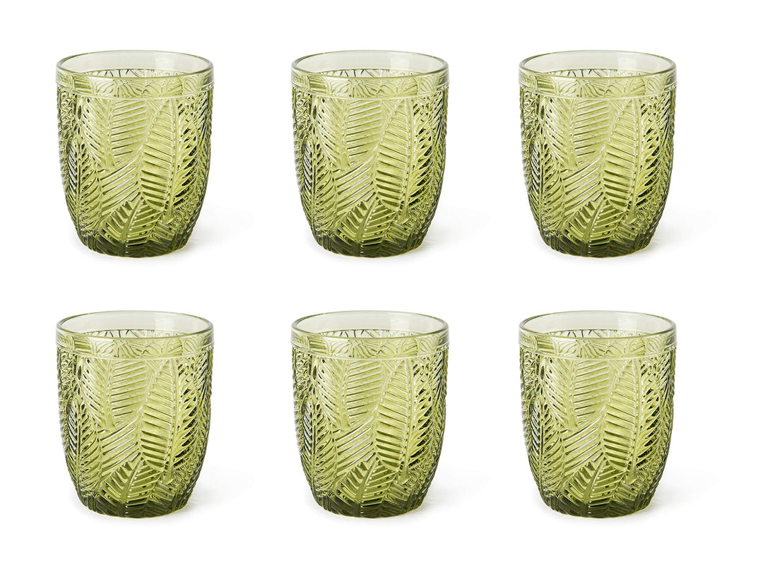 Excelsa Leaf Set 6 Gläser Wasser, Glas, Grün