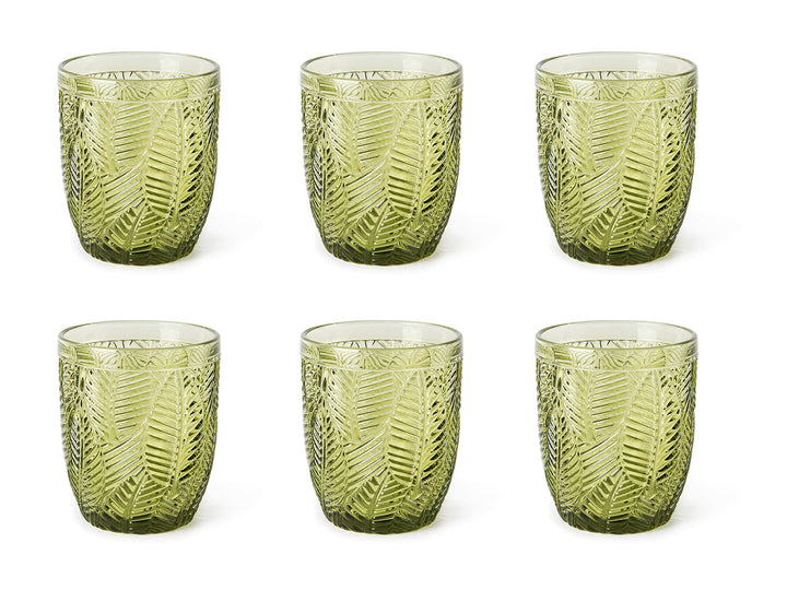 Excelsa Leaf Set 6 Gläser Wasser, Glas, Grün