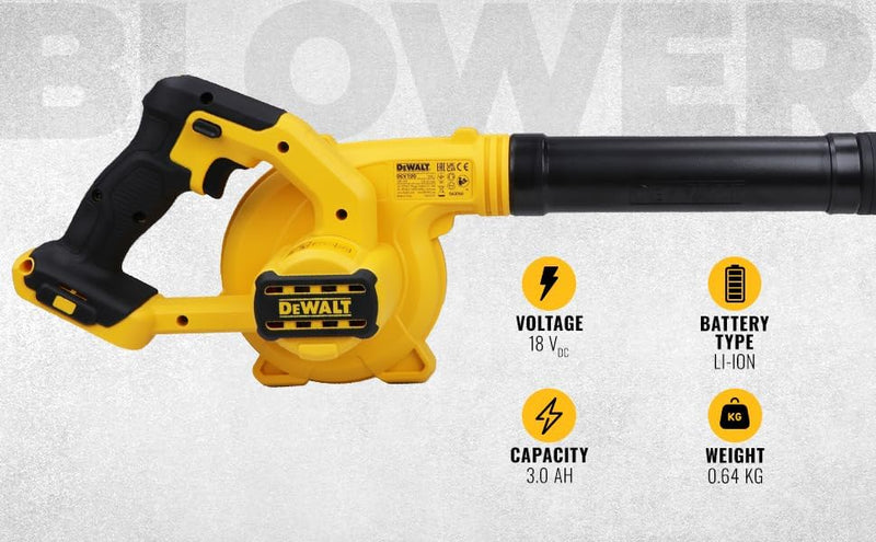 DeWalt Akku-Gebläse / Luftbesen (18V, 290 km/h Blasgeschwindigkeit, drei-Stufen-Schalter, Lieferung