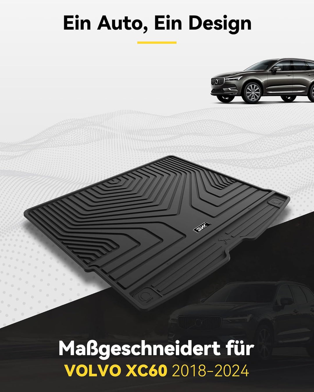 3W Kofferraumwanne für Volvo XC60 2018-2025 2026, TPE Allwetter Massgeschneiderte Kofferraummatte Ko