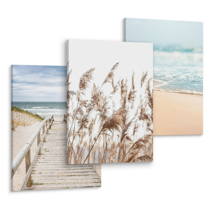 Muralo - Wandbilder Set - Leinwand Bilder Set Aufhängefertig in Boho Stil - das Leinwandbilder Set -