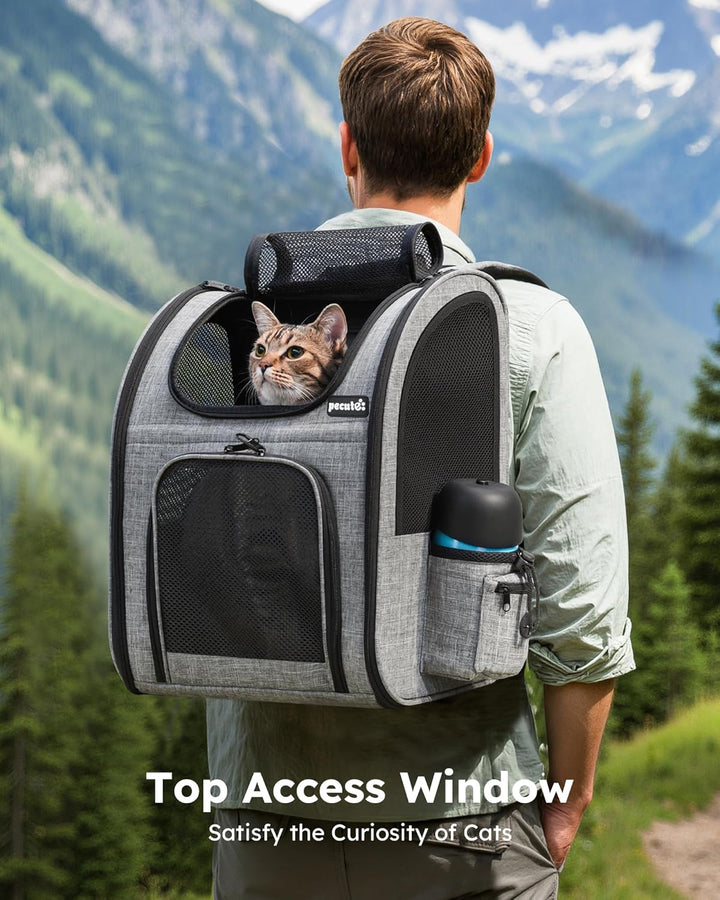 pecute Haustier Rucksack mit Netzfenster, Tragbare und Faltbare Katzentasche, Atmungsaktive und Leic