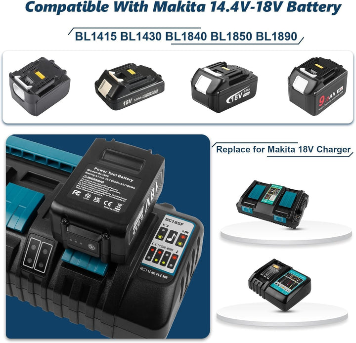 14,4 V–18 V Ladegerät, 4 Anschlüsse, Ersatz für Makita DC18SF Ladegerät Ladegerät-18V-LXT-Serie-4-Po