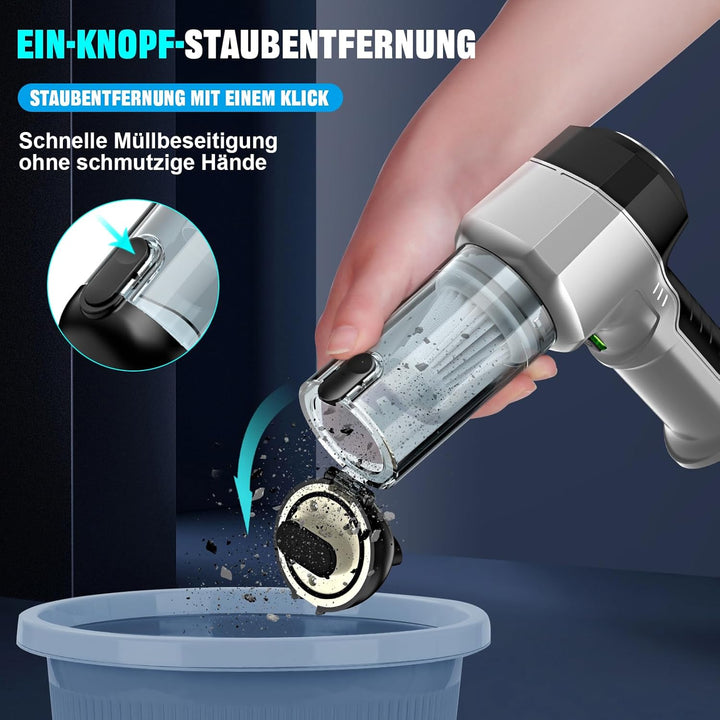 Handstaubsauger Akku 4-in-1,Auto Staubsauger Stark,25000PA 3-Gang 220000 U/min Handstaubsauger Kabel