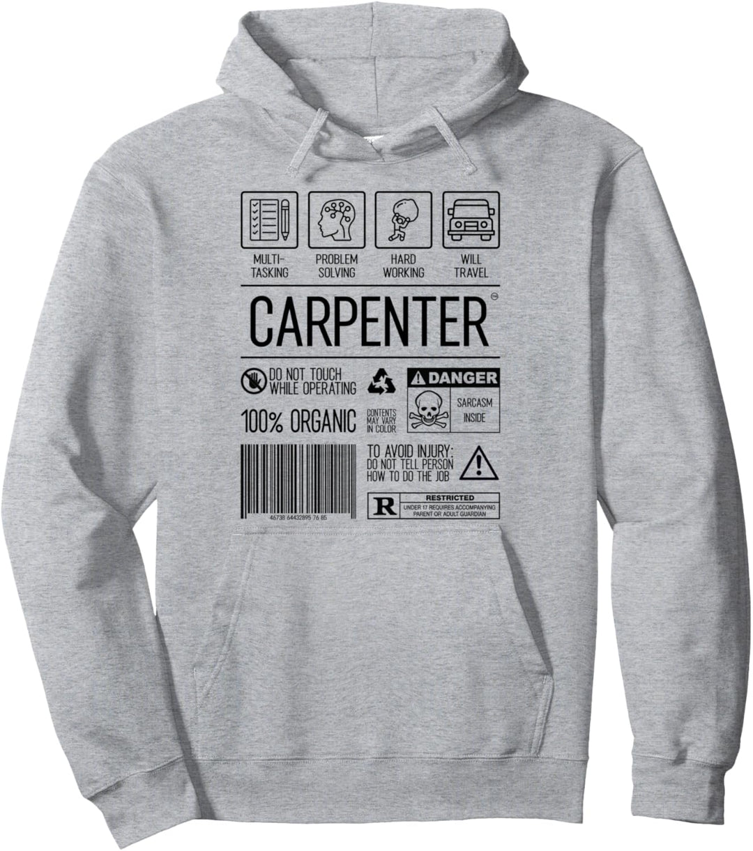 Schreiner-Beschreibung, Werkzeuge, lustig, sarkastisch Pullover Hoodie