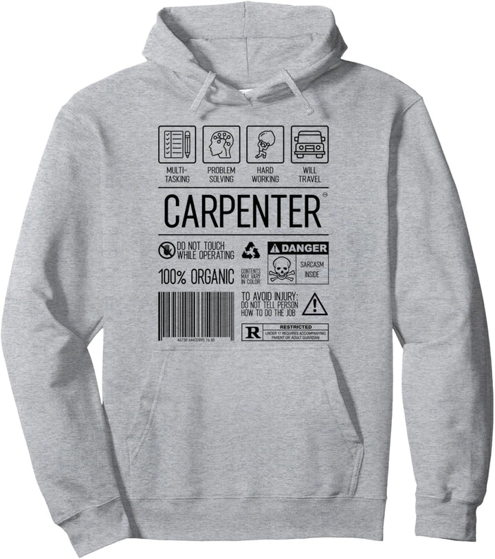 Schreiner-Beschreibung, Werkzeuge, lustig, sarkastisch Pullover Hoodie