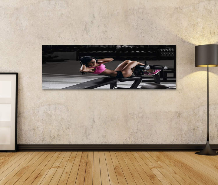 islandburner Bild auf Leinwand Fitness Frau Sport Sexy Gym Sit Up Bilder Wandbilder Poster Leinwand
