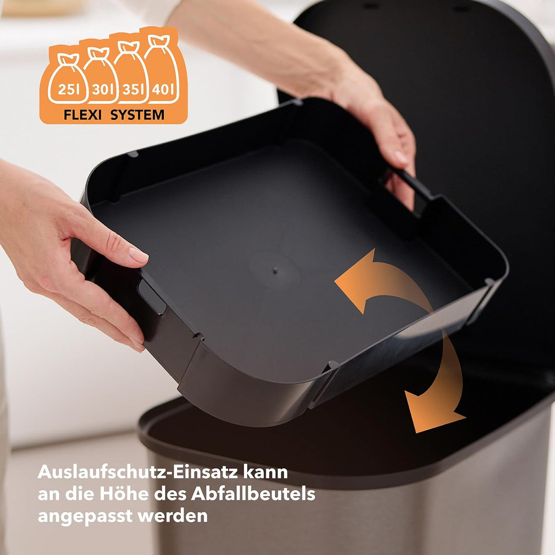 Rotho Orbe Mülleimer 35l mit Deckel und Fusspedal, pflegeleichter Kunststoff (PP) BPA-frei, 35l (40x