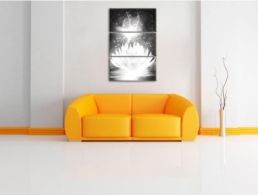 Pixxprint abstrakte Seerose Kunst als Leinwandbild/Grösse: 3 Teilig (120x80) cm/Wandbild/Kunstdruck/