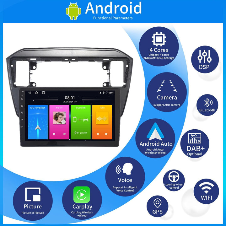 9" HD Android Auto GPS Radio Navigator Carplay Replacement for Skoda Citigo E-Citigo AA NF1 NE1 RCD2