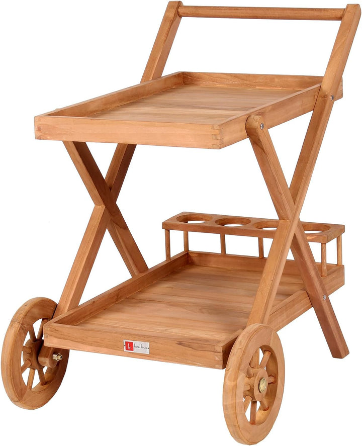 bene living Teakholz Servierwagen mit Rollen - Chester