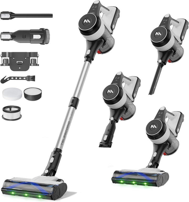 AlloyMove Akku Staubsauger 50000Pa/550W/70Min, 1.5L Staubsauger Kabellos mit Anti-Tangle-Bürste und