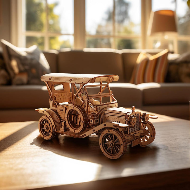 ROBOTIME 3D Puzzle Oldtimer Auto Modellbau aus Holz | DIY Holzpuzzle Modellbausatz Bastelsets Gesche