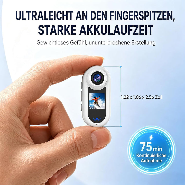 4K Body Cam Daumengrösse Magnetische Tragbare WiFi Wasserdicht POV Kamera | Mit Zubehör, Körperkamer
