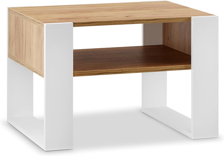 defiPad® Couchtisch mit Stauraum | Modern Wohnzimmertisch Eiche | 65CM Breite Kaffeetisch | Massiv u