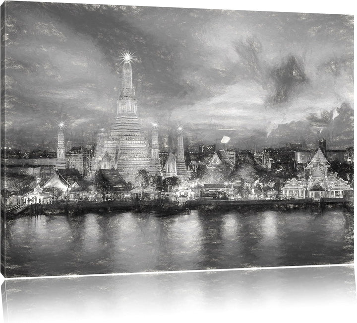 Pixxprint Tempel Bangkok Thailand als Leinwandbild/Grösse: 100x70 cm/Wandbild/Kunstdruck/fertig besp