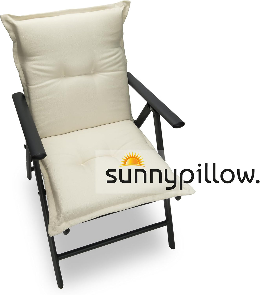 sunnypillow Set Gartenstuhl und Gartenstuhlauflage Niedriglehner - 100 x 50 x 9 cm Auflage wasserdic