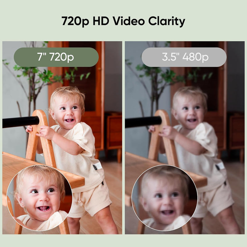 bonoch 7 Zoll Babyphone mit Kamera, 720P HD 6000mAh Akku Video Babyphon, Nachtsicht,beidseitige Audi