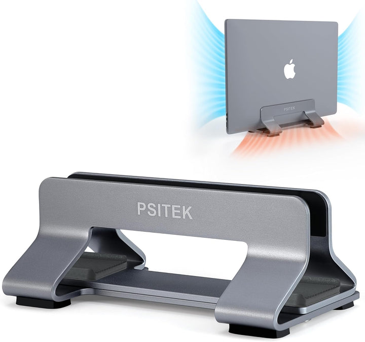 Psitek Einstellbar Aluminium Laptop Ständer Vertikal Dockhalter, Verstellbare Schlitzbreite 12-42mm,
