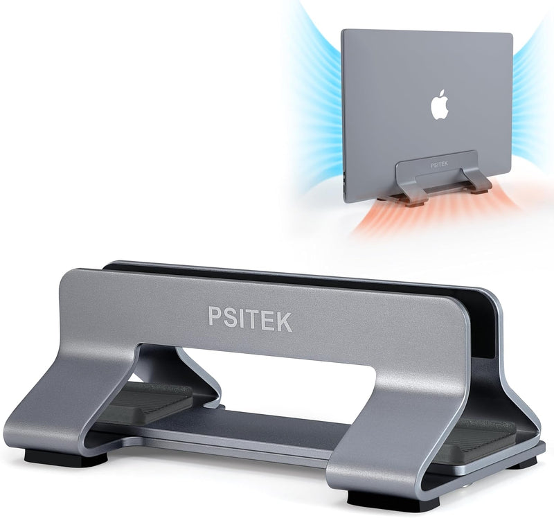 Psitek Einstellbar Aluminium Laptop Ständer Vertikal Dockhalter, Verstellbare Schlitzbreite 12-42mm,