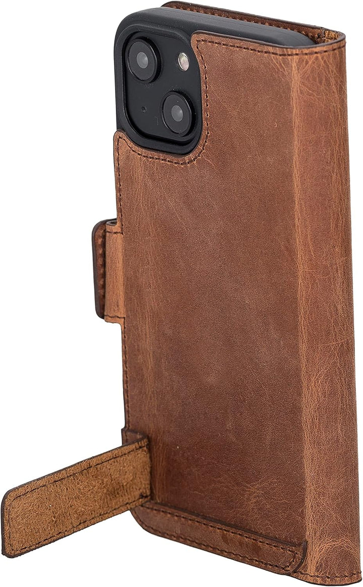 Solo Pelle aufklappbare Lederhülle kompatibel für iPhone 14 in 6.1 Zoll inkl. 1 Kartenfach für das o
