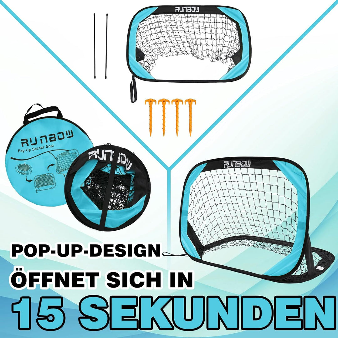 100 x 67 cm Kinder Fussballtor mit Tragebeutel, tragbares Pop-up-Fussballnetz für Hinterhoftraining,