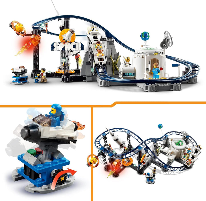 LEGO 31142 Creator 3-in-1 Weltraum-Achterbahn, Bausatz Einer Spielzeug-Kirmes mit funktionierenden W