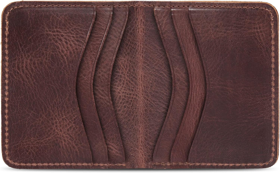 Otto Angelino Echtes Leder Ultra Slim Bifold Karte und Bargeld Geldbörse – Unisex Braun, Braun