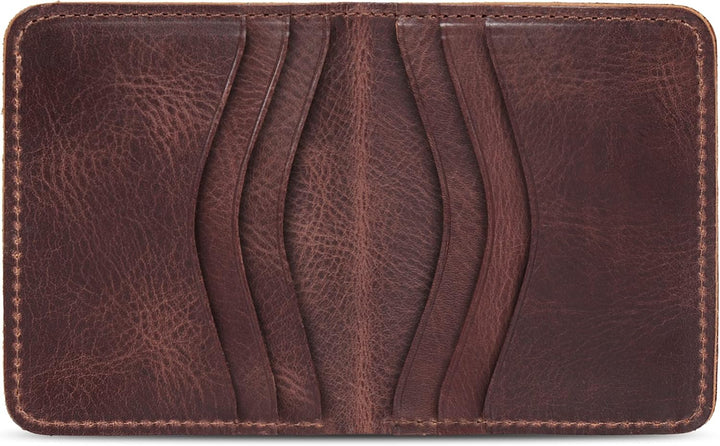 Otto Angelino Echtes Leder Ultra Slim Bifold Karte und Bargeld Geldbörse – Unisex Braun, Braun