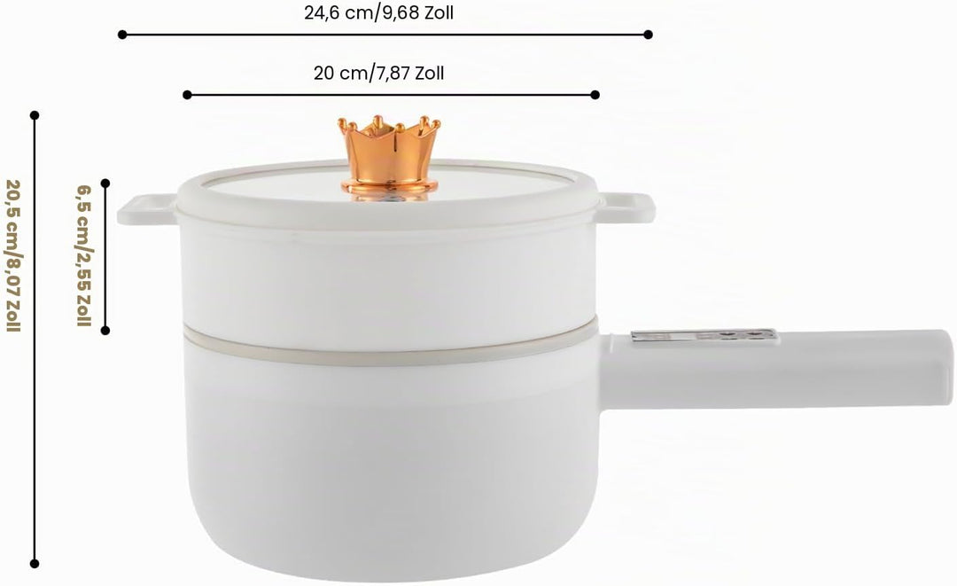 Elektrischer Hot Pot 1.6L mit Dämpfern Tragbare Antihaft Multikocher Suppentopf Schneller Kochtopf f