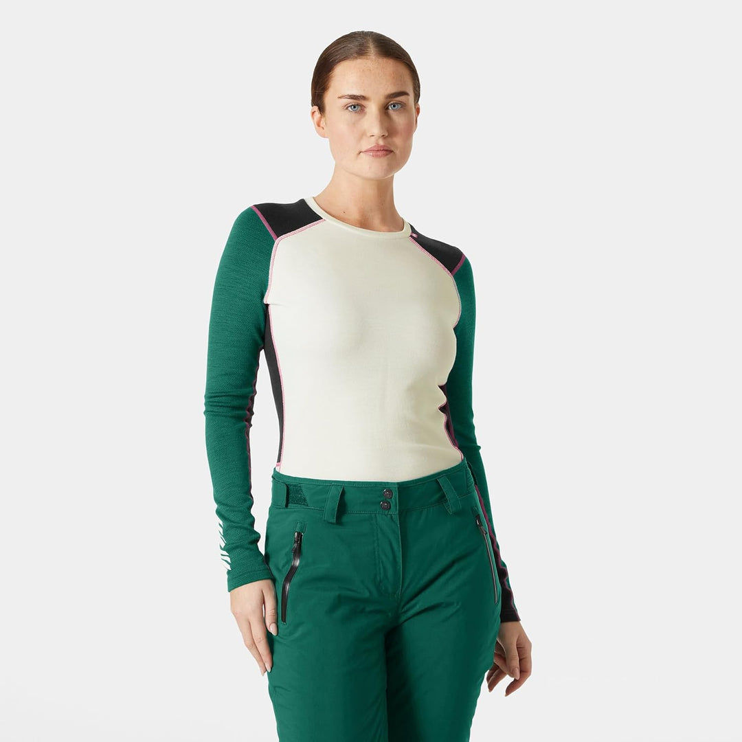 Helly Hansen Damen Lifa Merino Midweight Crew Funktionsshirt XS 439 Emerald, XS 439 Emerald