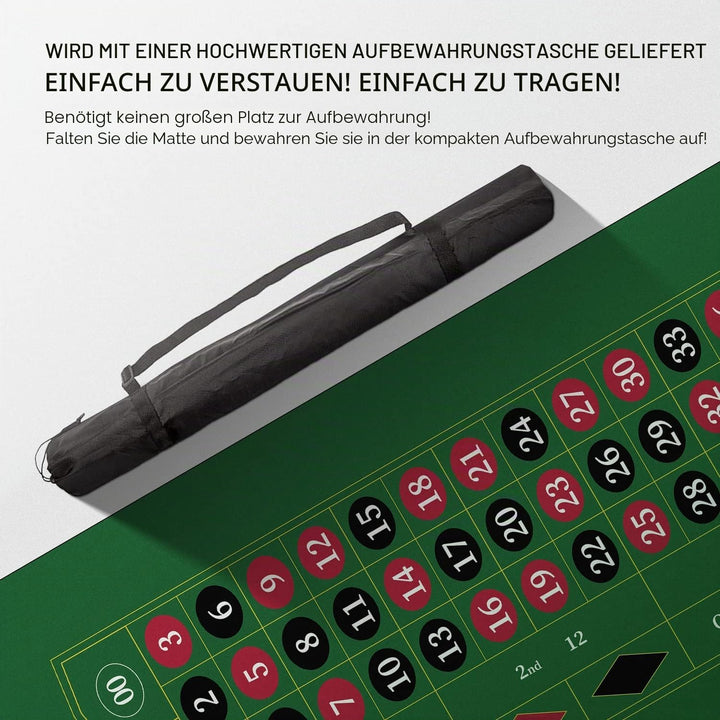 YUZPKRSI 177,8 x 88,9 cm Roulette Casino Matte Roll-up Pokermatte für Tisch mit Tragetasche, profess