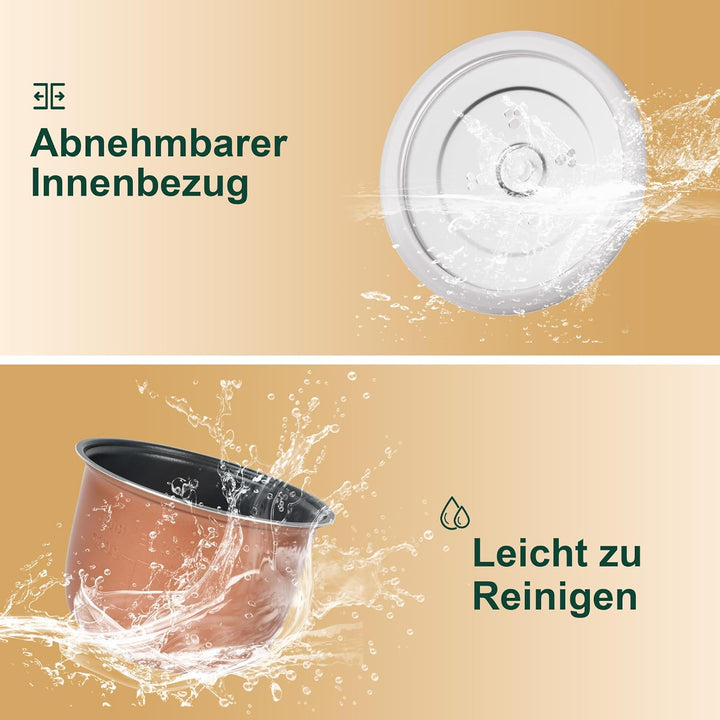 Audecook Reiskocher klein 1.2 L mit Low Sugar Funktion Für 1-2 Personen Multikocher mit 7 Programme
