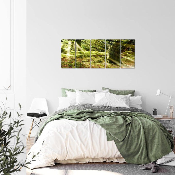 Runa Art Bild Wald Landschaft Wandbilder auf Vlies Leinwand 5 Teilig Wanddekoration Schlafzimmer Woh