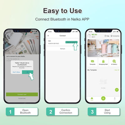 Nelko Etikettendrucker, Bluetooth P21 Selbstklebendes Etikettiergerät Tragbarer Beschriftungsgerät s