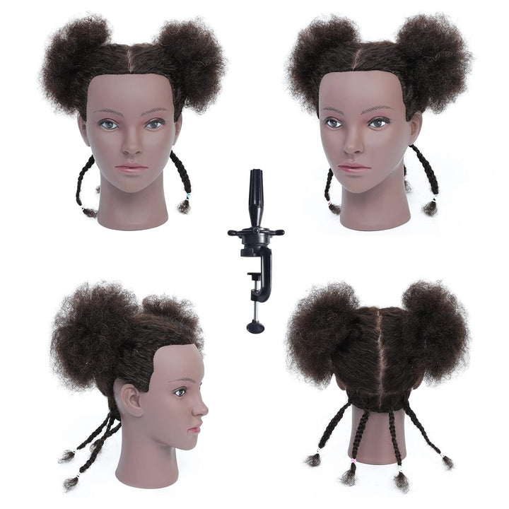Ausbildung Kopf African American mit 100% Echthaar Schaufensterpuppe Kopf Kosmetologie Afro Haar Man