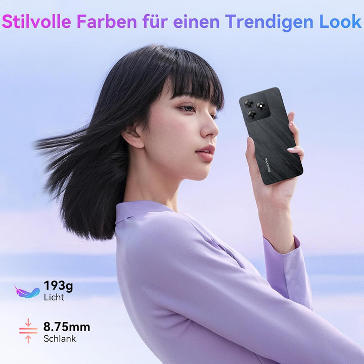 Blackview Handy Ohne Vertrag Günstig Android 14, 6GB+64GB/2TB SD, Octa Core 6,56" HD+, Akku 4700mAh,