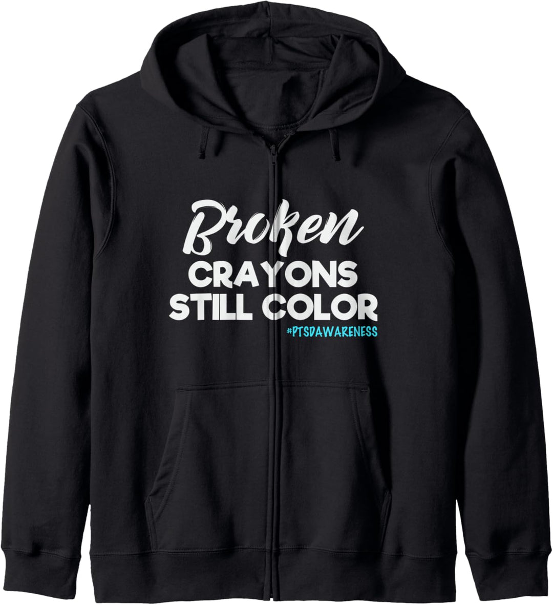 Zerbrochene Buntstifte PTSD Stress Teal Ribbon Kapuzenjacke
