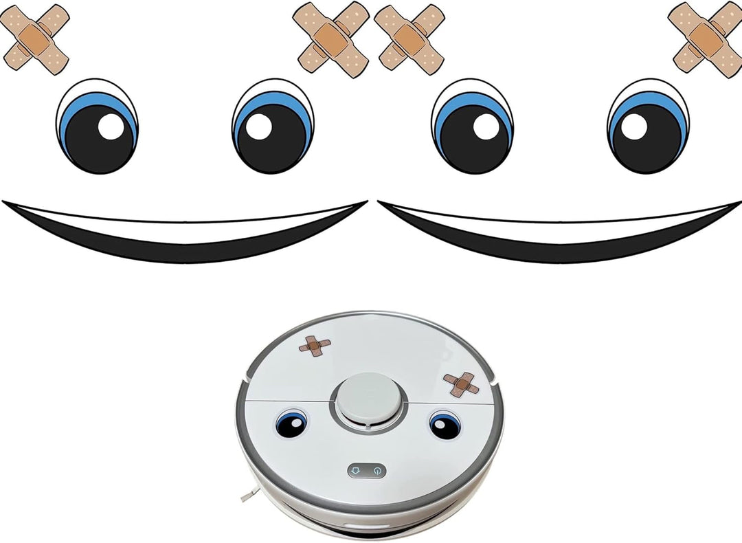 2X Aufkleber Gesicht Augen für Saugroboter Staubroboter Mähroboter Wischroboter Thermomix Staubsauge