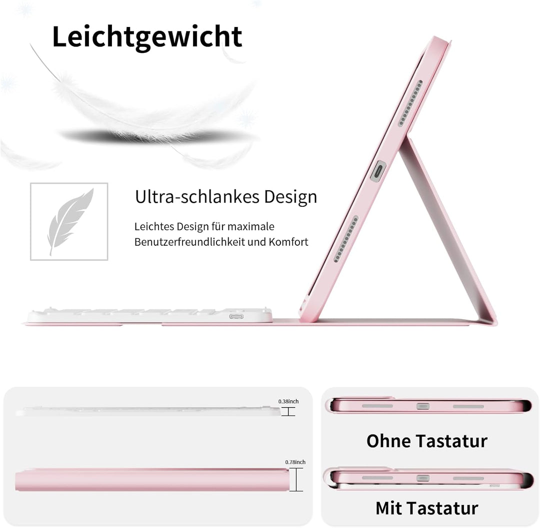 ZOPSGYU Hülle mit Tastatur für iPad (A16) 11/10 Generation (2025/2022, 11/10.9 Zoll), Schutzhülle mi