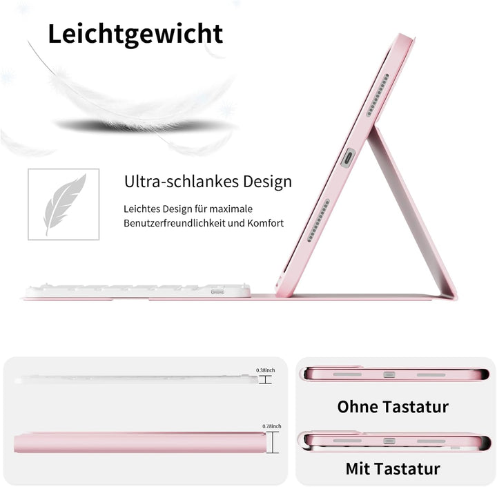 ZOPSGYU Hülle mit Tastatur für iPad (A16) 11/10 Generation (2025/2022, 11/10.9 Zoll), Schutzhülle mi